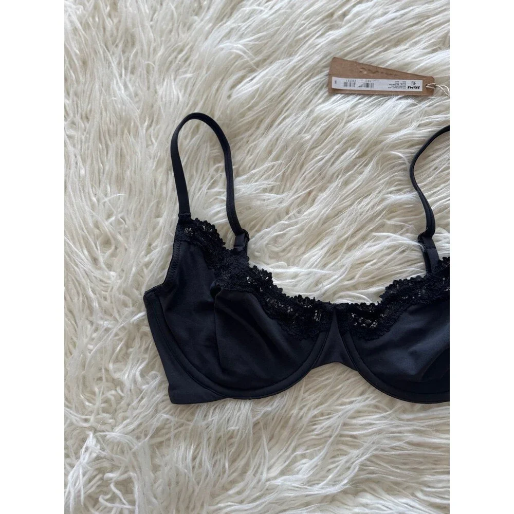Skims Fits Everybody Lace Demi Underwire Bra Onyx Size 32DD - Picture 4 of 8